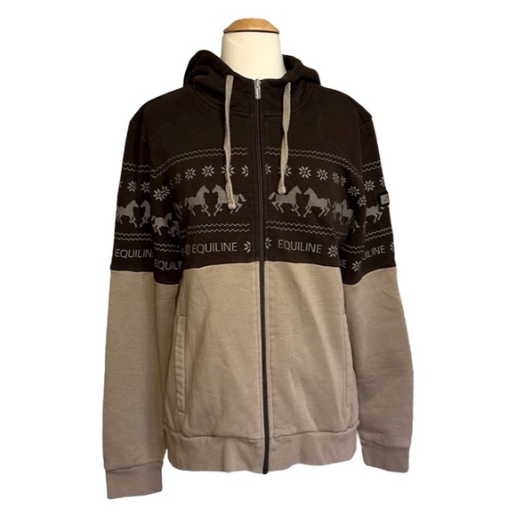 Equiline Nilvian Full Zip Hoodie with Winter Print & Horses, Womens size XXL - Picture 4 of 16